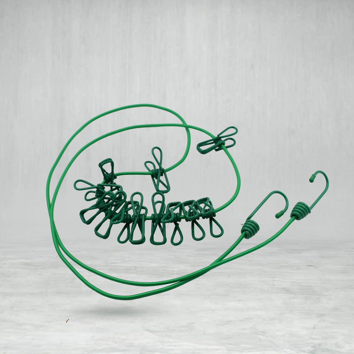9373 Elastic Cloth Drying Rope With 12 Metal Clip Portable Clothes Line For Home Travel