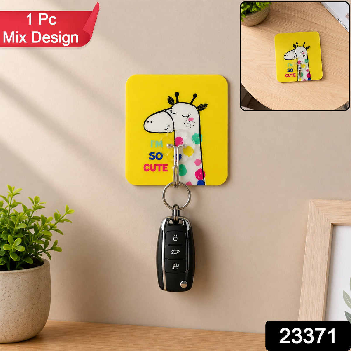 Mix Cartoon Self Adhesive Wall Hook For Keys Towels Home Organization (1 Pc)