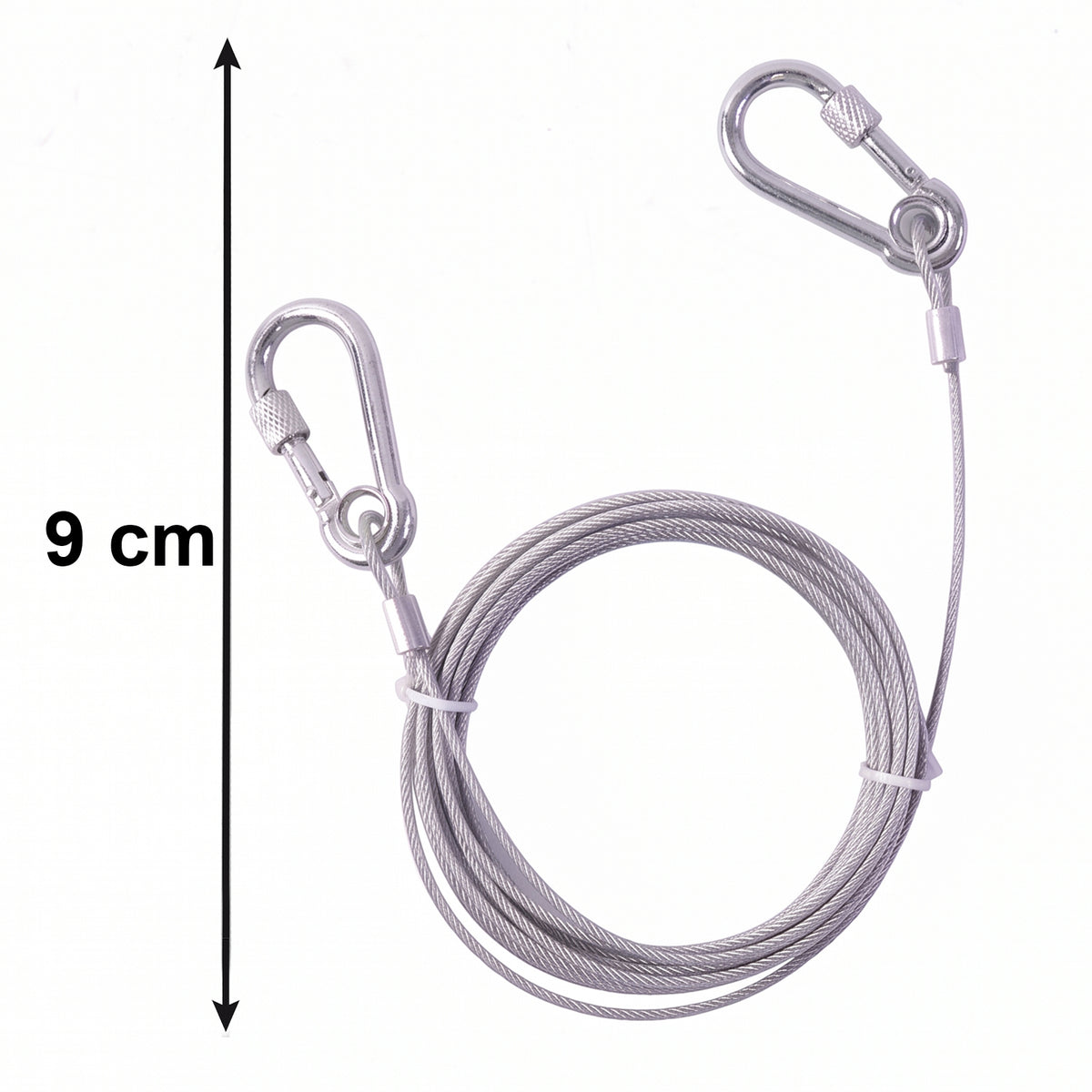 Heavy Duty Steel Wire Rope 5 Meter Clothesline With Carabiner Hooks