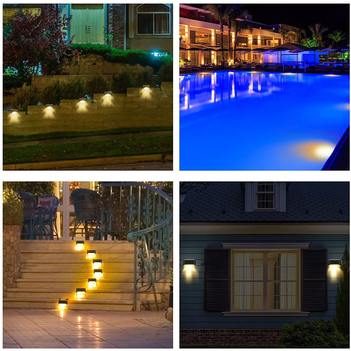 9412 Solar Decorative Lights Waterproof Durable Garden Atmosphere Lights Stair Lights Railing Lights Step Steps Lights For Outdoor Patio Courtyard Stair Step Fence Patio Stairsyard Garden Pathway ( 4 Pc Set)