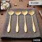 Golden Mini Serving Spoon Set Steel Dessert Tea Coffee Spoons For Home (4 Pc Set)
