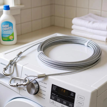 Heavy Duty Ss Wire Clothesline Rope With Locking Hooks For Home Laundry (10 M)